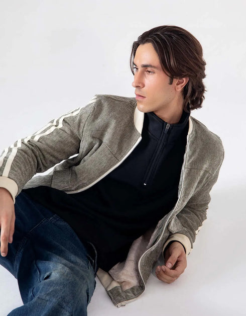 CONTRAST CORDUROY BOMBER JACKET